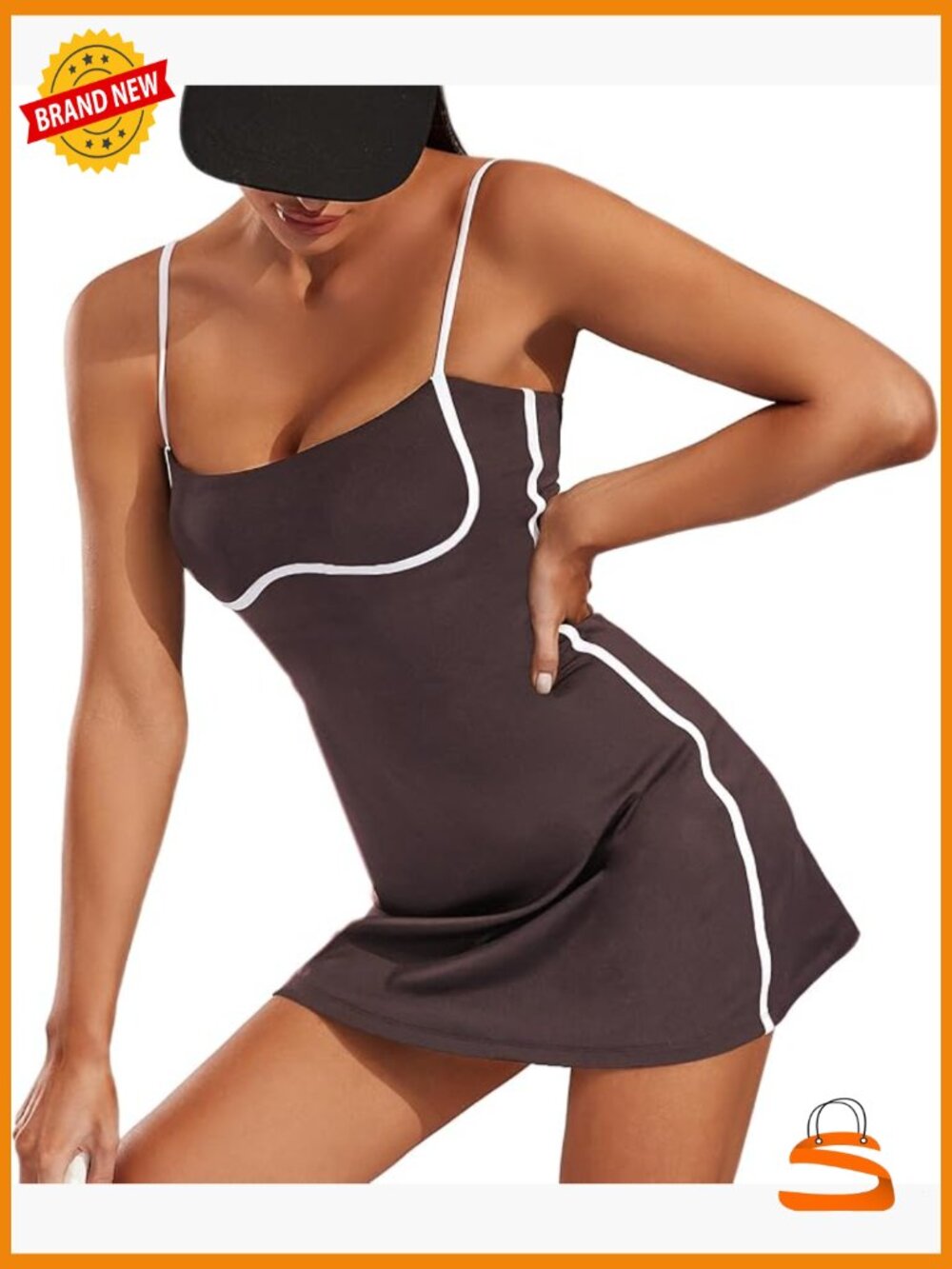 Tennis Dress with Built-in Bra & Shorts Pockets Sleeveless Athletic